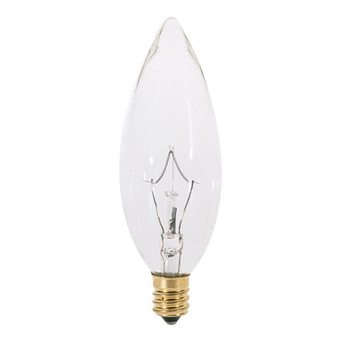 Satco S3393, B10 Incandescent, 25W, 220V, 2700K Warm White, 200 Lumens, European Base, Clear Finish, 25 Packs