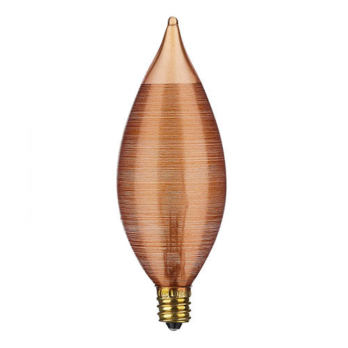 Satco S3406, C11 Incandescent, 25W, 120V, Candelabra E12 Base, Spun Amber Finish, 25 Packs