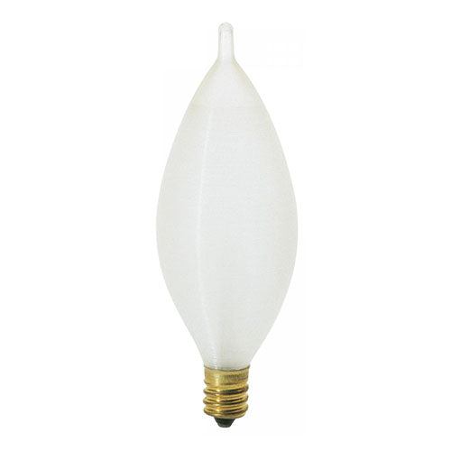 Satco S3404, C11 Incandescent, 40W, 120V, 247 Lumens, Candelabra E12 Base, Spun White Finish, 25 Packs
