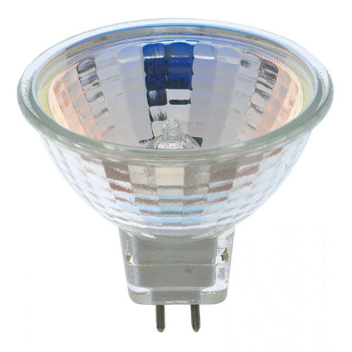 Satco S3460, MR16 Halogen, 20W, 12V, 2900K Warm White, 180 Lumens, Miniature 2 Pin Round Base, Clear Finish, 12 Packs