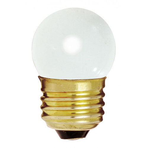 Satco S3607, S11 Incandescent, 7.5W, 120V, 2700K Warm White, 20 Lumens, Medium E26 Base, Gloss White Finish, 25 Packs