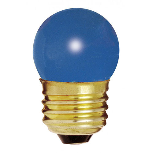 Satco S3608, S11 Incandescent, 7.5W, 120V, Medium E26 Base, Ceramic Blue Finish, 25 Packs
