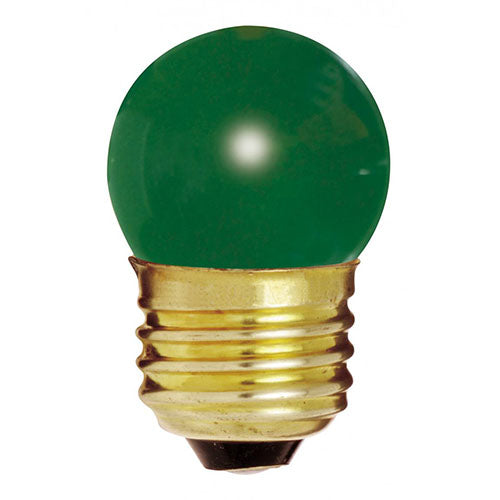 Satco S3609, S11 Incandescent, 7.5W, 120V, Medium E26 Base, Ceramic Green Finish, 25 Packs