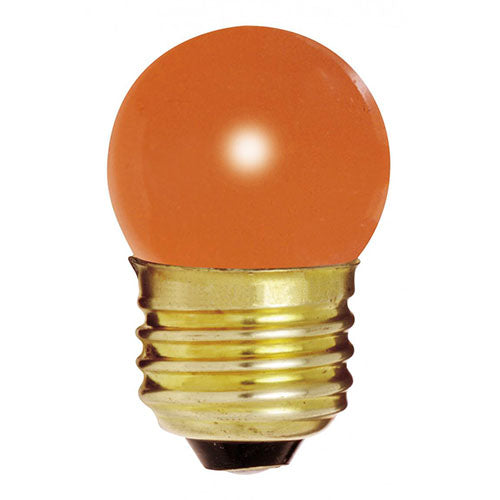 Satco S3610, S11 Incandescent, 7.5W, 120V, Medium E26 Base, Ceramic Orange Finish, 25 Packs