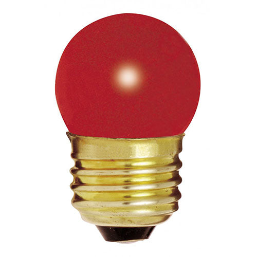 Satco S3611, S11 Incandescent, 7.5W, 120V, Medium E26 Base, Ceramic Red Finish, 25 Packs