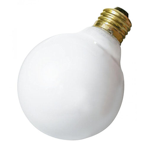 Satco S3653, G30 Incandescent, 25W, 120V, 2700K Warm White, 150 Lumens, Medium E26 Base, Gloss White Finish, 6 Packs
