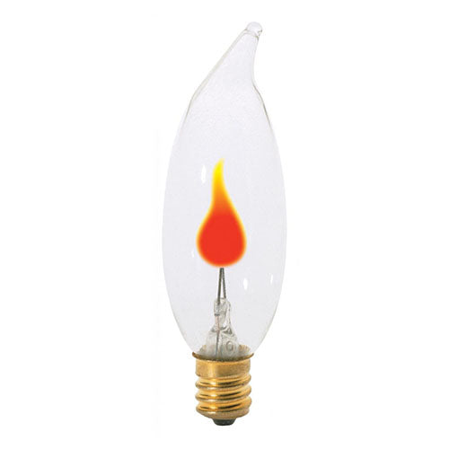 Satco S3656-TF, CA8 Incandescent, 3W, 120V, 2700K Warm White, Candelabra E12 Base, Shatter Proof, Clear Finish