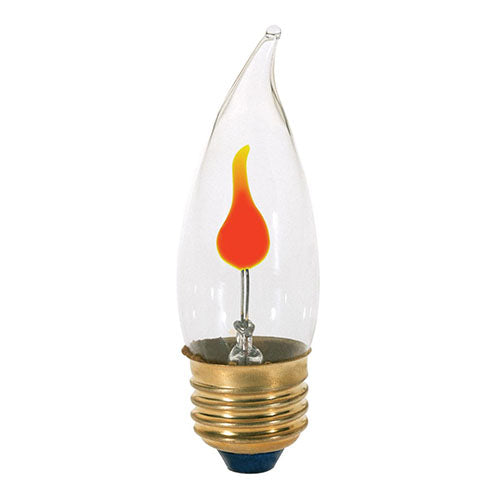 Satco S3657, CA10 Incandescent, 3W, 120V, 2700K Warm White, Medium E26 Base, Clear Finish, 25 Packs