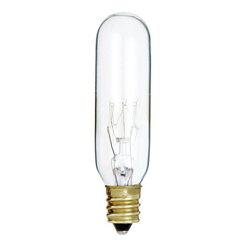Satco S3714, T6 Incandescent, 25W, 120V, 2700K Warm White, 180 Lumens, Candelabra E12 Base, Clear Finish, 10 Packs