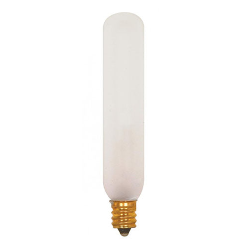 Satco S3715, T6 Incandescent, 15W, 120V, 2700K Warm White, 90 Lumens, Candelabra E12 Base, Frost Finish, 12 Packs
