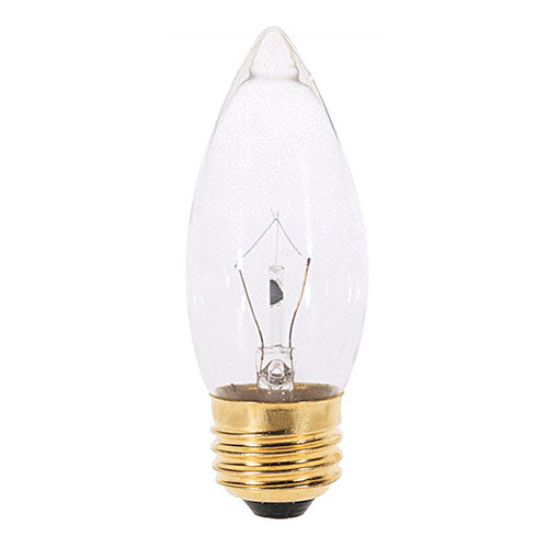 Satco S3731, B11 Incandescent, 25W, 120V, 2700K Warm White, 210 Lumens, Medium E26 Base, Clear Finish, 10 Packs