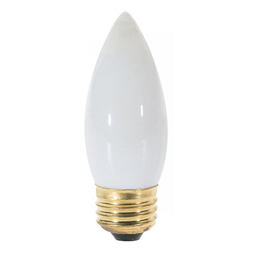 Satco S3737, B11 Incandescent, 25W, 120V, 2700K Warm White, 150 Lumens, Medium E26 Base, White Finish, 10 Packs