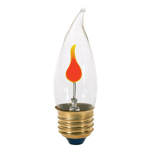 Satco S3757, CA10 Incandescent, 3W, 120V, 2700K Warm White, Medium E26 Base, Clear Finish, 12 Packs