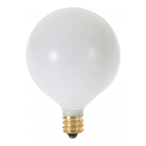 Satco S3753, G16 1/2 Incandescent, 25W, 120V, 2700K Warm White, 202 Lumens, Candelabra E12 Base, Satin White Finish, 10 Packs
