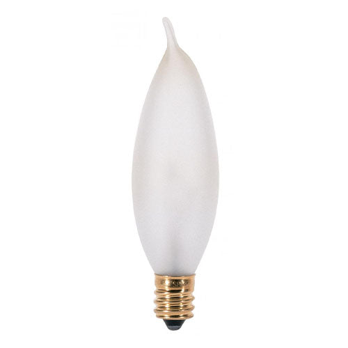 Satco S3777, CA8 Incandescent, 15W, 120V, 2700K Warm White, 95 Lumens, Candelabra E12 Base, Frost Finish, 10 Packs