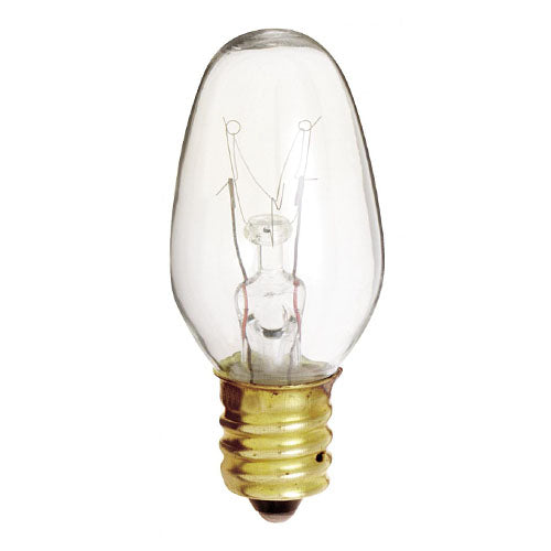 Satco S3797, C7 Incandescent, 4W, 120V, 2700K Warm White, 16 Lumens, Candelabra E12 Base, Clear Finish, 20 Packs