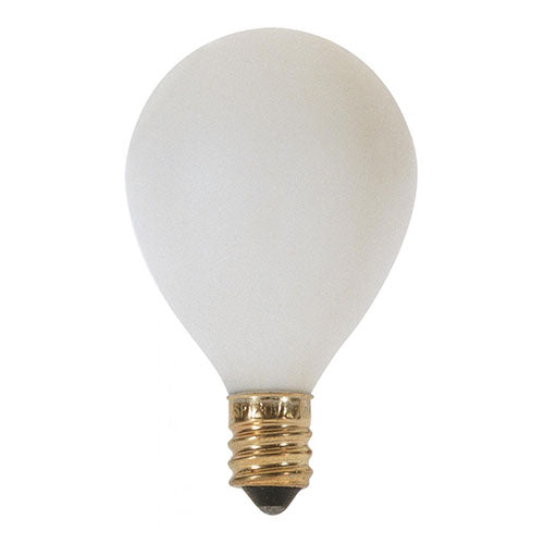 Satco S3830, G12 1/2 Pear Incandescent, 10W, 120V, 2700K Warm White, 50 Lumens, Candelabra E12 Base, Satin White Finish, 25 Packs