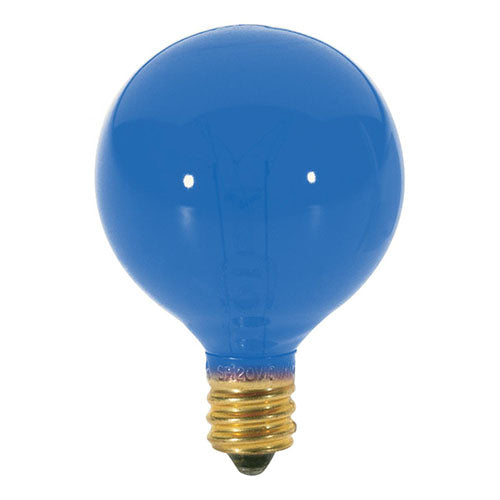 Satco S3834, G12 1/2 Incandescent, 10W, 120V, Candelabra E12 Base, Transparent Blue Finish, 25 Packs