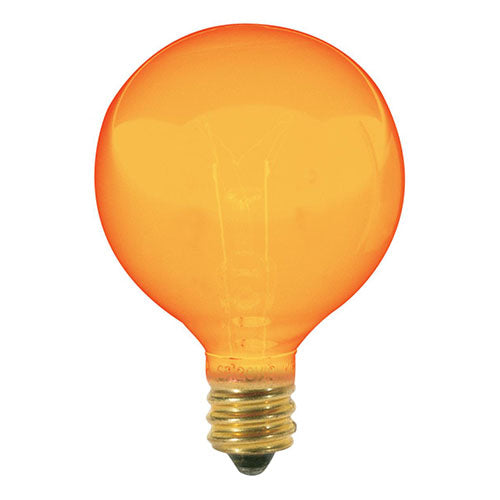 Satco S3836, G12 1/2 Incandescent, 10W, 120V, Candelabra E12 Base, Transparent Amber Finish, 25 Packs