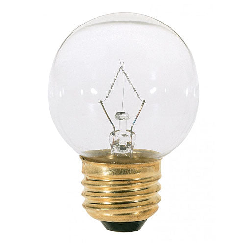 Satco S3838, G16 1/2 Incandescent, 25W, 120V, 2700K Warm White, 220 Lumens, Medium E26 Base, Clear Finish, 25 Packs