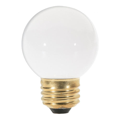 Satco S3841, G16 1/2 Incandescent, 25W, 120V, 2700K Warm White, 180 Lumens, Medium E26 Base, Gloss White Finish, 25 Packs