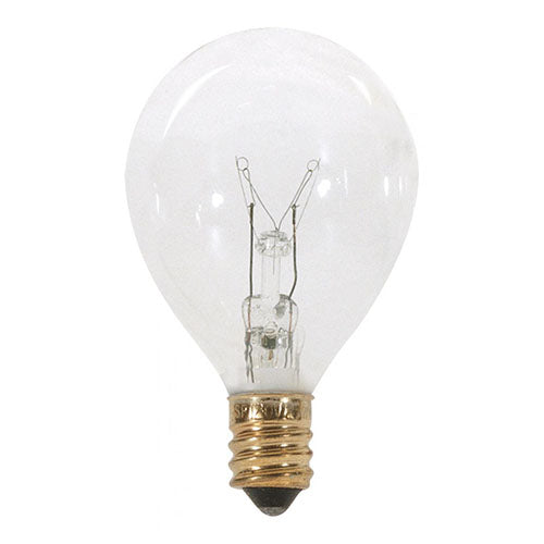 Satco S3844, G12 1/2 Pear Incandescent, 10W, 120V, 2700K Warm White, 60 Lumens, Candelabra E12 Base, Clear Finish, 25 Packs