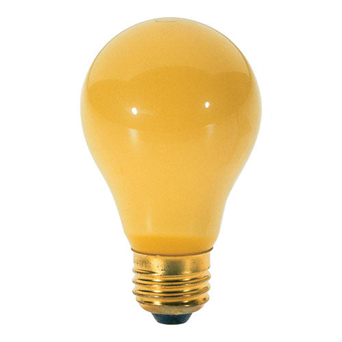 Satco S3859, A19 Incandescent, 40W, 130V, Medium E26 Base, Yellow Finish, 24 Packs