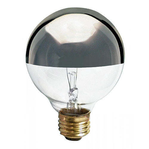 Satco S3862, G25 Incandescent, 60W, 120V, 2700K Warm White, 540 Lumens, Medium E26 Base, Silver Crown Finish, 6 Packs