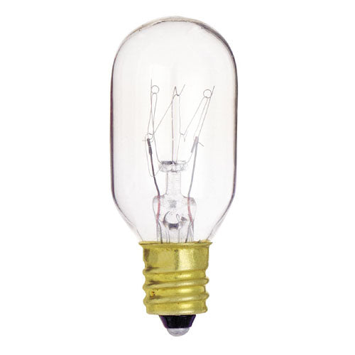 Satco S3905-TF, T7 Incandescent, 15W, 130V, 2700K Warm White, 95 Lumens, Candelabra E12 Base, Shatter Proof, Clear Finish