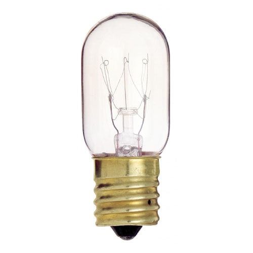 Satco S3911-TF, T7 Incandescent, 15W, 130V, 2700K Warm White, 95 Lumens, Intermediate E17 Base, Shatter Proof, Clear Finish