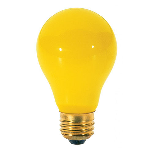 Satco S3938, A19 Incandescent, 60W, 130V, Medium E26 Base, Yellow Finish, 24 Packs
