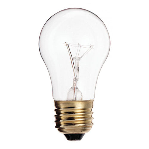 Satco S3948-TF, A15 Incandescent, 15W, 130V, 2700K Warm White, 100 Lumens, Medium E26 Base, Shatter Proof, Clear Finish