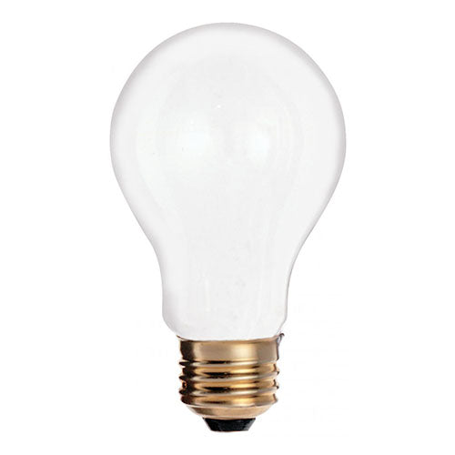 Satco S3950, A19 Incandescent, 25W, 130V, 2700K Warm White, 180 Lumens, Medium E26 Base, Frost Finish, 120 Packs