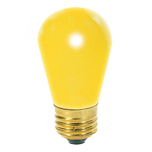 Satco S3960-TF, S14 Incandescent, 11W, 130V, Medium E26 Base, Shatter Proof, Ceramic Yellow Finish