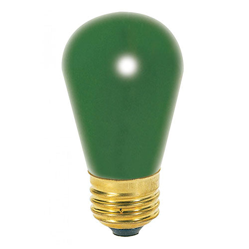 Satco S3962, S14 Incandescent, 11W, 130V, Medium E26 Base, Ceramic Green Finish, 48 Packs
