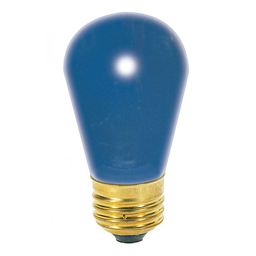 Satco S3963, S14 Incandescent, 11W, 130V, Medium E26 Base, Ceramic Blue Finish, 48 Packs
