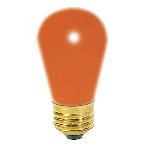Satco S3964, S14 Incandescent, 11W, 130V, Medium E26 Base, Ceramic Orange Finish, 48 Packs