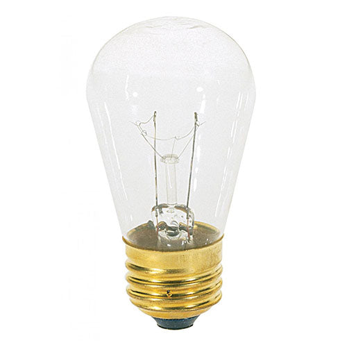 Satco S3965, S14 Incandescent, 11W, 130V, 2700K Warm White, 80 Lumens, Medium E26 Base, Clear Finish, 48 Packs