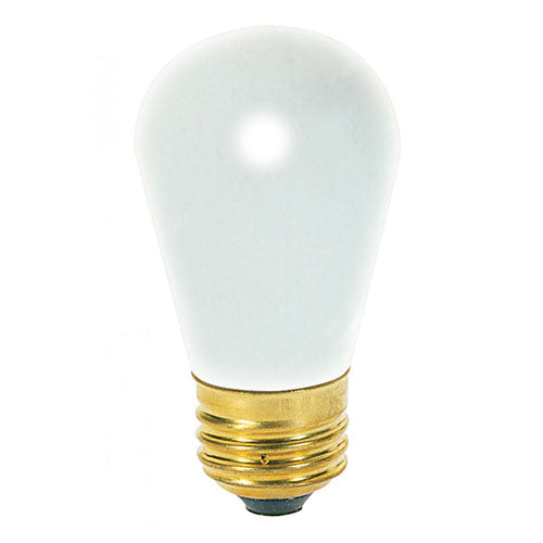 Satco S3966-TF, S14 Incandescent, 11W, 130V, 2700K Warm White, 65 Lumens, Medium E26 Base, Shatter Proof, Frost Finish