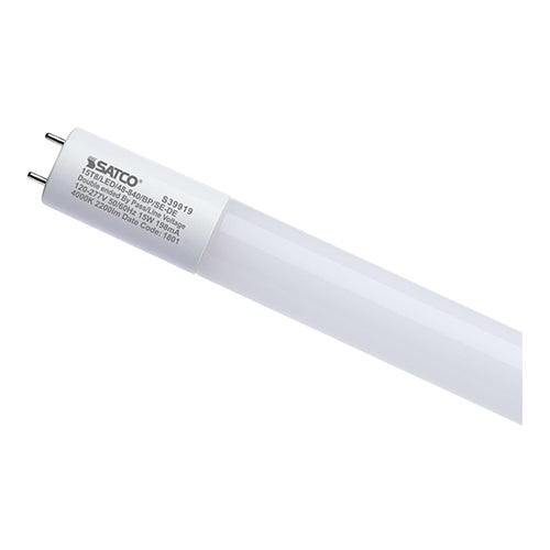 Satco S39919, 15T8/LED/48-840/BP/SE-DE 48 Inch LED T8, 15W, 120-277V, 4000K Cool White, 2200 Lumens, Medium Bi Pin Base, Ballast Bypass, Single or Double Ended Wiring, Gloss White Finish