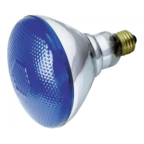 Satco S4428, BR38 Incandescent, 100W, 120V, Medium E26 Base, Blue Finish, 6 Packs