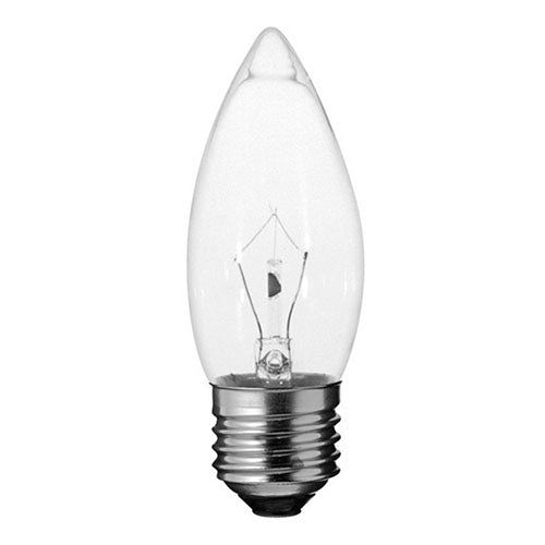 Satco S4468, B11 Incandescent, 25W, 120V, 2700K Warm White, 212 Lumens, Medium E26 Base, Clear Finish, 25 Packs