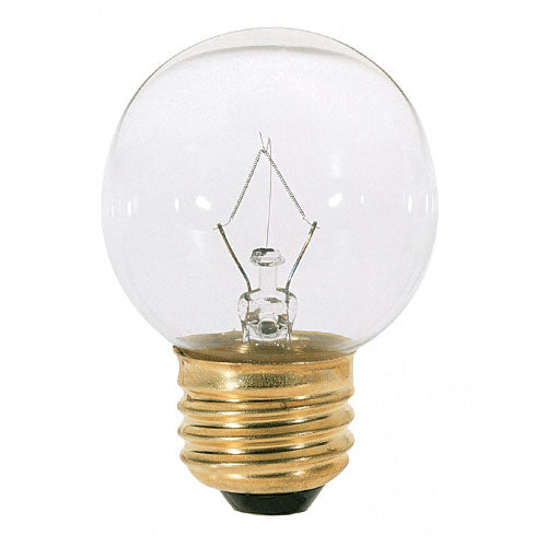 Satco S4538, G16 1/2 Incandescent, 25W, 120V, 2700K Warm White, 220 Lumens, Medium E26 Base, Clear Finish, 10 Packs