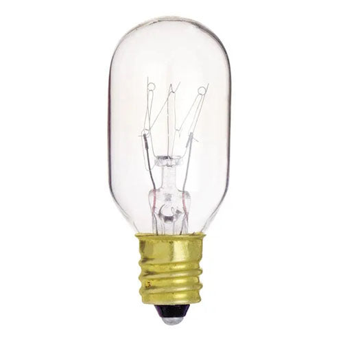 Satco S4718, T7 Incandescent, 15W, 130V, 2700K Warm White, 95 Lumens, Candelabra E12 Base, Clear Finish, 12 Packs