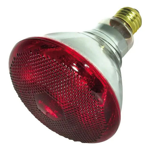 Satco S4751-TF, BR38 Incandescent, 175W, 120V, Medium E26 Base, Shatter Proof, Red Heat Finish