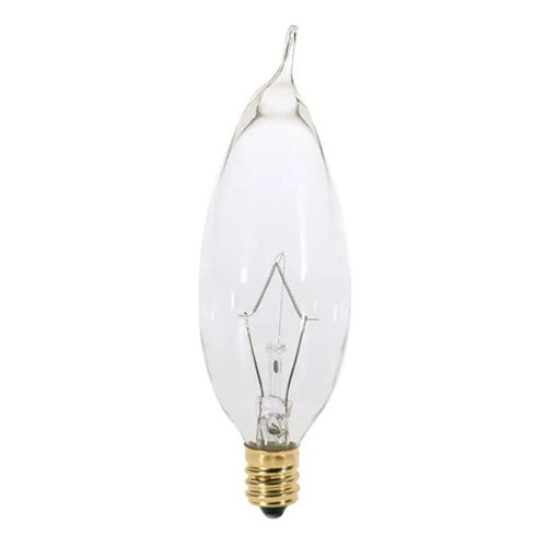 Satco S4988, C9 1/2 Incandescent, 7.5W, 120V, 2700K Warm White, 37 Lumens, Candelabra E12 Base, Clear Finish, 25 Packs