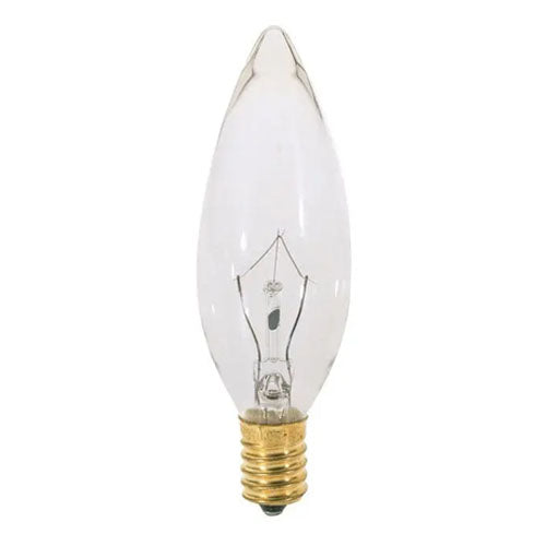 Satco S4994, BA9 1/2 Incandescent, 7.5W, 120V, 2700K Warm White, 37 Lumens, Candelabra E12 Base, Clear Finish, 25 Packs