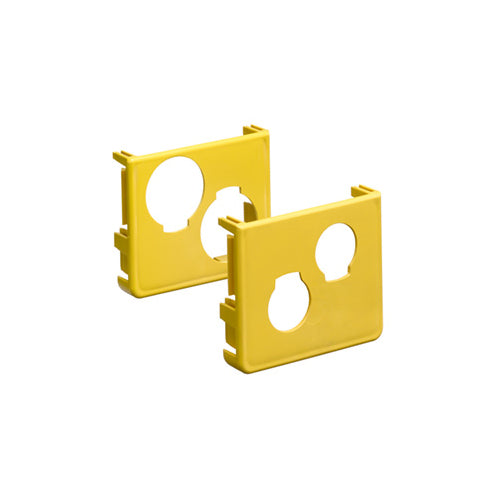 Leviton S4END-46D, 4''x4'' End Cap (2 x 46mm Diameter Knockouts), Yellow