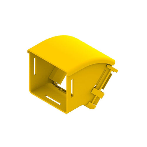 Leviton S4VEL-4DC, 4''x4'' Vertical Elbow with Cover, 45 Deg Down, Yellow