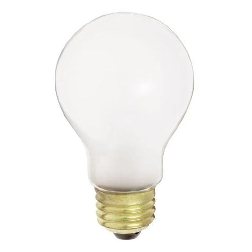 Satco S5023, A21 Incandescent, 100W, 34V, 2700K Warm White, 980 Lumens, Medium E26 Base, Frost Finish, 120 Packs
